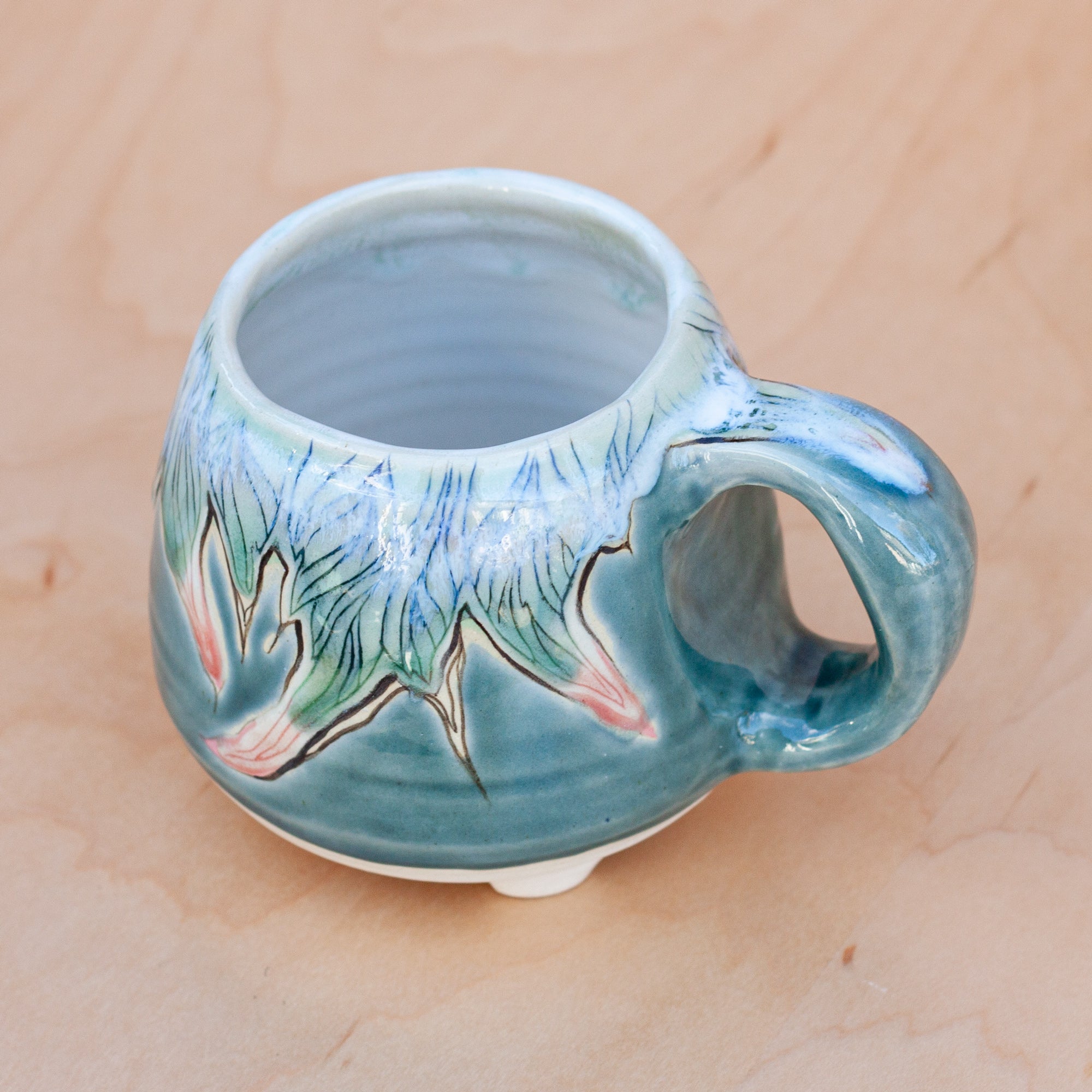 Feathered Etched Mug